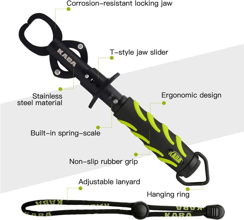 Kaba Fish Lip Gripper with Scale, 40 Pound Stainless Steel Fishing Gripper Professional Fishing Lip Grabber Tool, Fish Grabber Clip Fish Control Tackle - Image 3